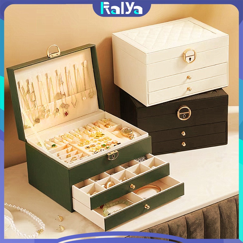 Kotak Perhiasan 3 Tingkat Jewerly Box Kotak Penyimpanan Kalung Kotak Mewah Kalung / Cincin /Jam Tang