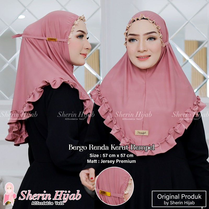 HIJAB BERGO INSTAN JERSEY KERUT NADIA/JERSEY PREMIUM KERUT RENDA/HIJAB INSTAN DAILY