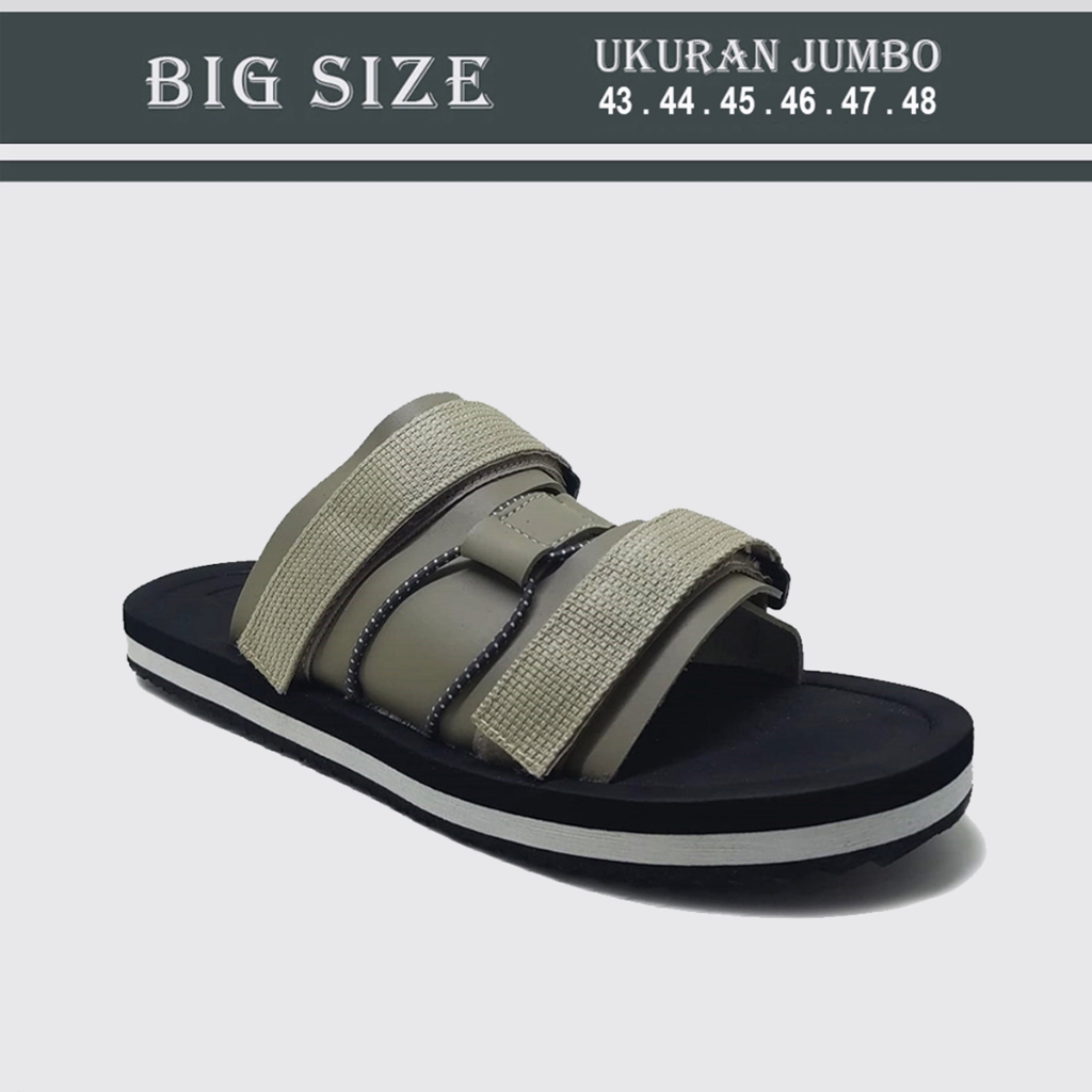 Sandal Pria size 43 44 45 46 47 | Sendal Karet Anti Slip Jumbo | Sandal Slide Liburan - Bigsize