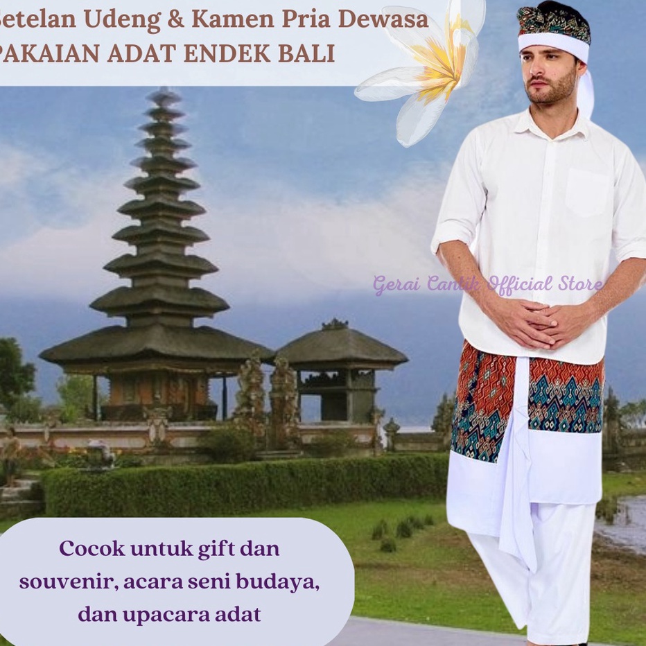 SETELAN UDENG DAN KAMEN PRIA DEWASA SETENGAH JADI PAKAIAN ADAT ENDEK BALI buat Souvenir oleh oleh da