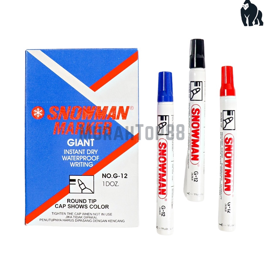 

ORIGINAL Snowman Permanent Marker G12 Spidol Permanen Tidak Bisa Dihapus Hitam Merah Biru 1 Original PER PCS