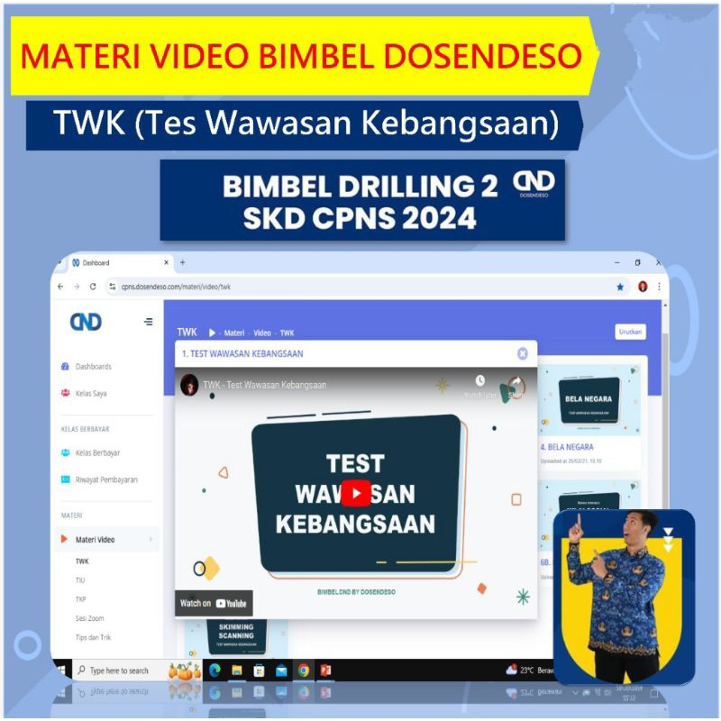 Rekaman Video Materi TWK Bimbel Dosendeso CPNS 2024