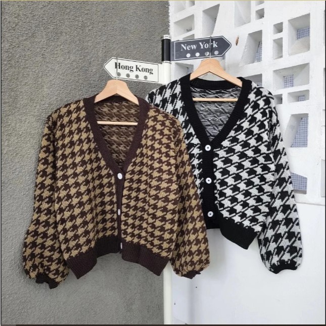 Cardigan Houndstooth / Cardigan Rajut