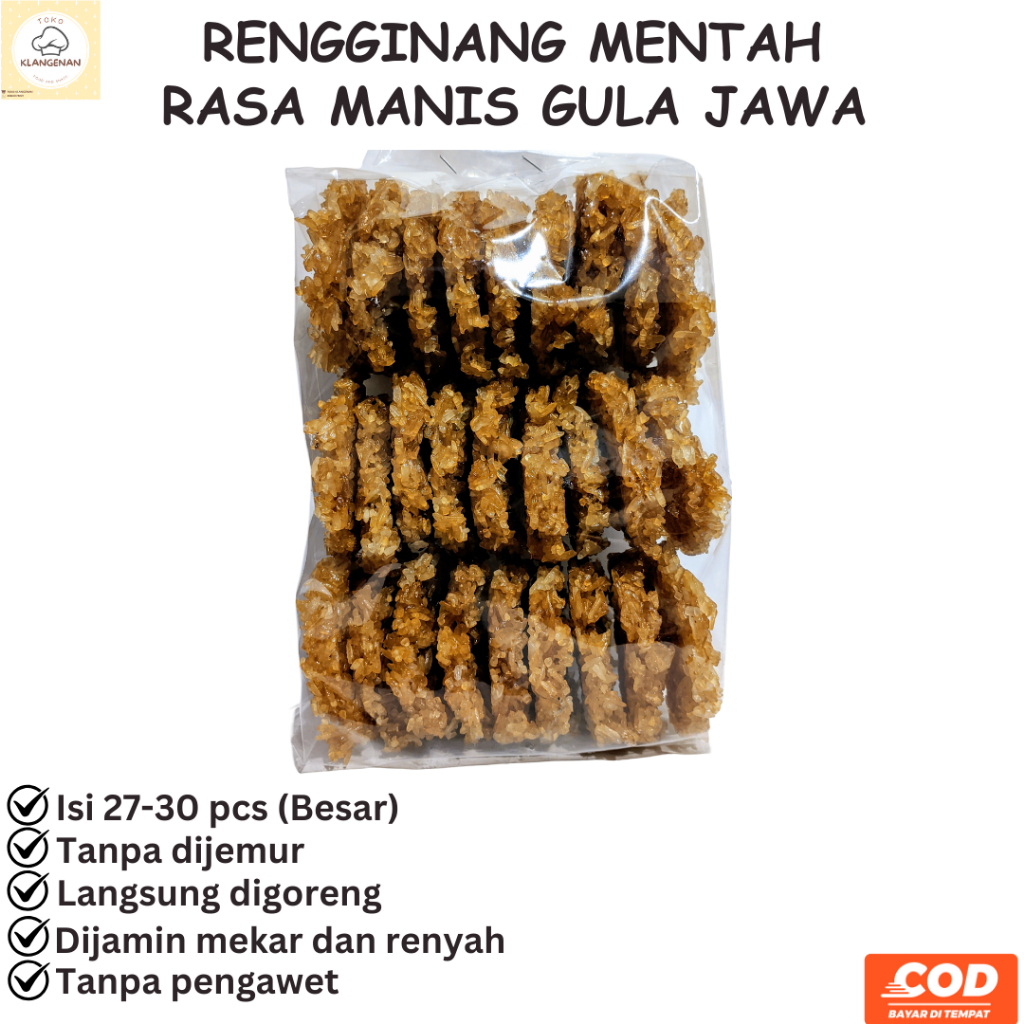 

Rengginang Mentah Ketan Asli Rasa Manis Gula Jawa Isi 27-30 Pcs Besar Dijamin Mekar Siap Goreng