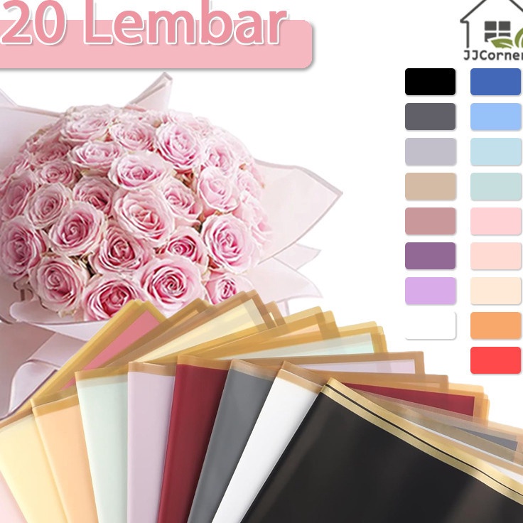 

Fast Order 2Pcs Flower Wrapping Gold Line Cellophane Waterproof Kertas Bunga Pembungkus Bunga Kertas Buket