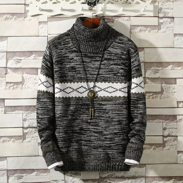 sweater rajut pria kerah tinggi wildan twis