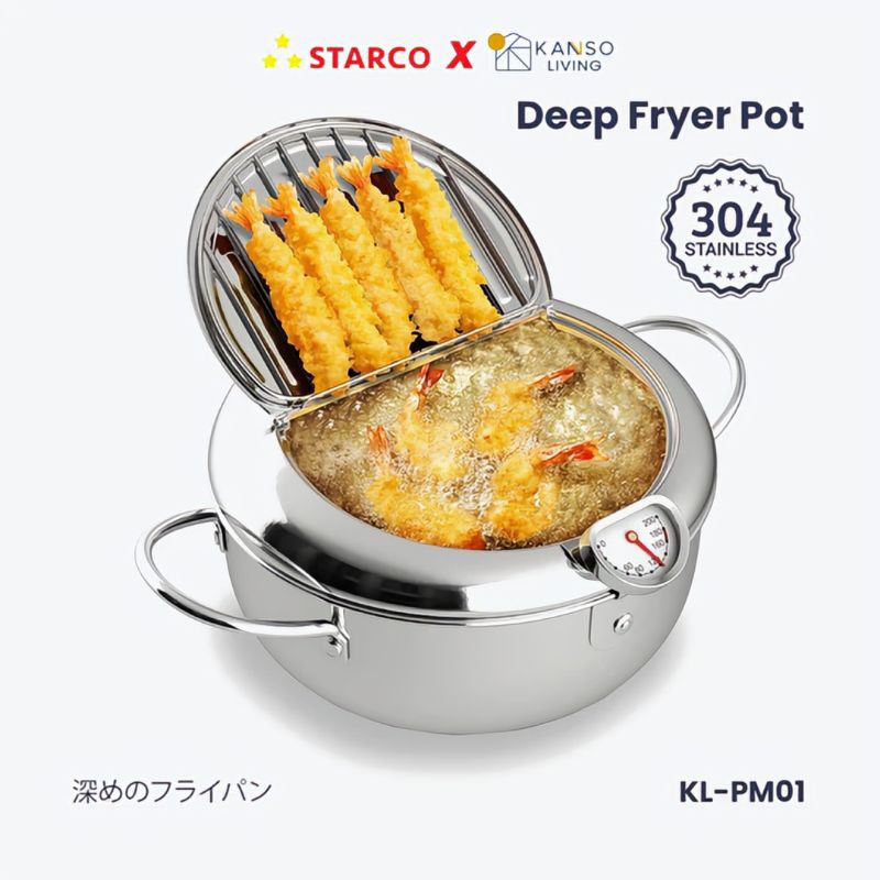 Deep Fryer Panci Pot Wajan Penggorengan Thermometer