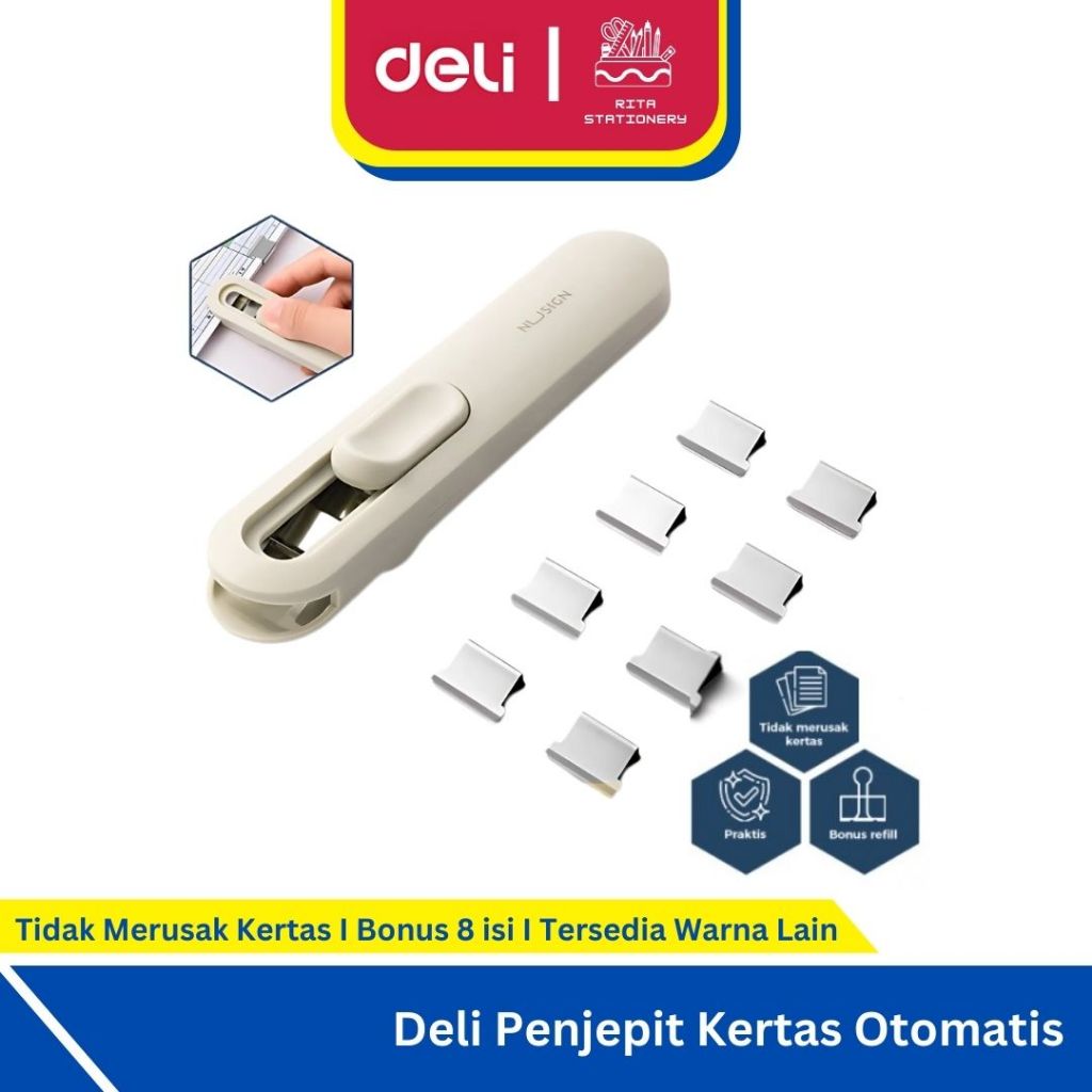

Deli Fastener / Binder Clip Otomatis Gratis 8 Buah Clip 8591A