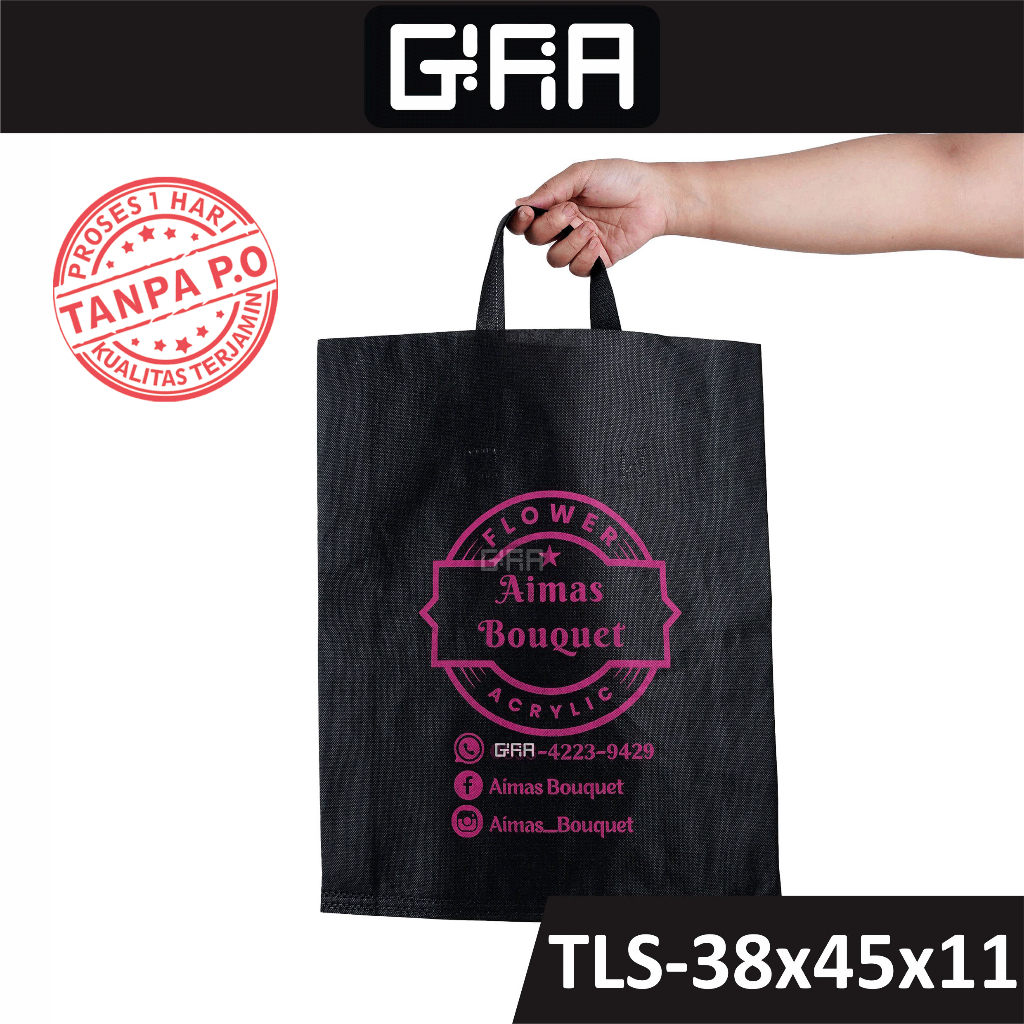 

Goodie Bag Sablon Custom / Tas Spunbond Sablon 38x45x11 cm