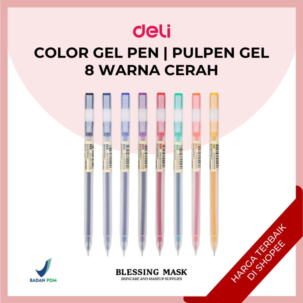 

DELI Color Gel Pen | Bolpoin | Pulpen Gel 8 Warna Cerah Needle Tip 0.5mm Panjang Penulisan Hingga 400m A119 | ATK Blessingmask
