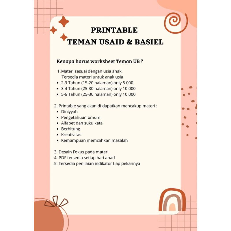 

Printable Worksheet pekanan usia 5-6 tahun