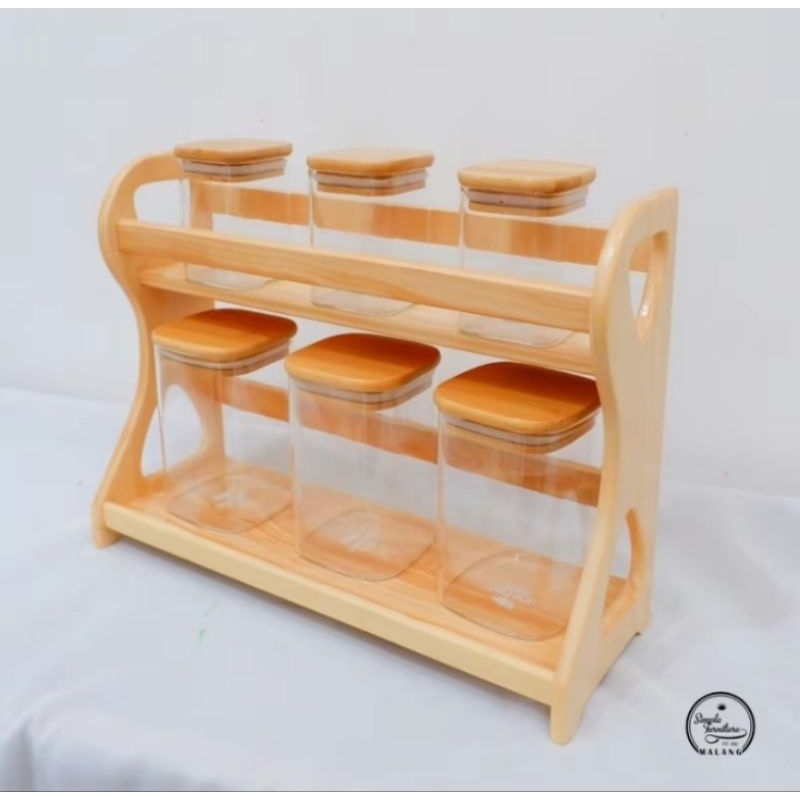 Rak Bumbu Dapur / Rak Bumbu Kayu / Rak Bumbu Susun / Rak Bumbu Dapur Kayu / Rak Bumbu estetik / Rak 
