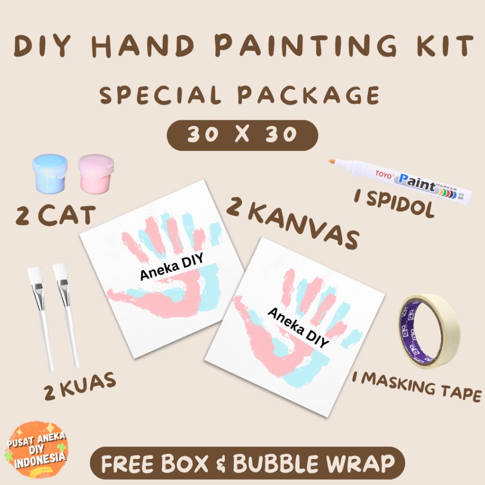 

Super Heboh DIY Hand Painting Kit 1 Set Canvas Board Couple Kanvas Lukis Cap Tangan Pasangan Lengkap 2x2 2x3 3x3 3x4