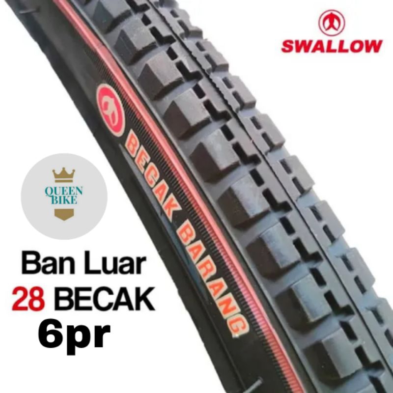 Ban Luar Becak Barang Rombong Ukuran 28x1 1/2 DELI TIRE SWALLOW 6PR