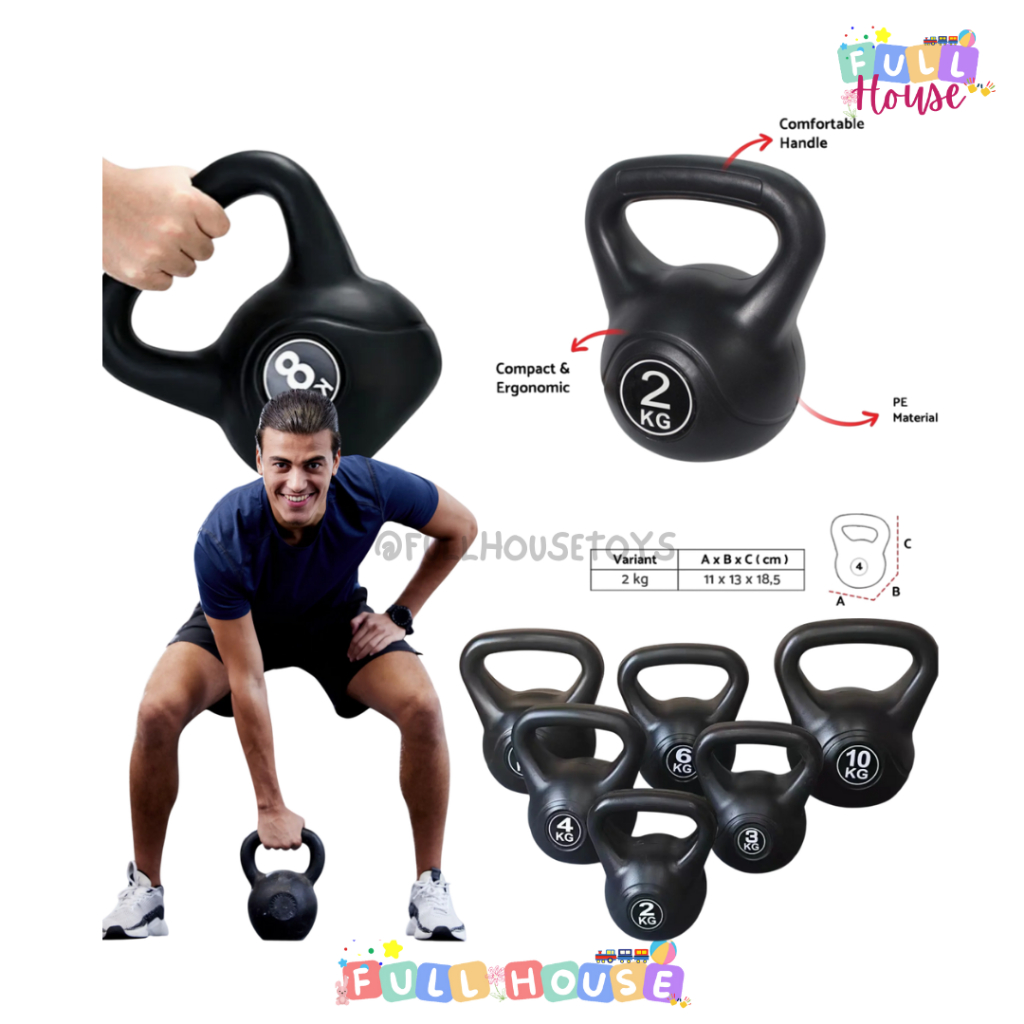 KETTLEBALL LIFTING WEIGHT DUMBELL 2 KG / 4 KG / 6 KG / 8 KG / 10 KG ANGKAT BEBAN BEGINNER