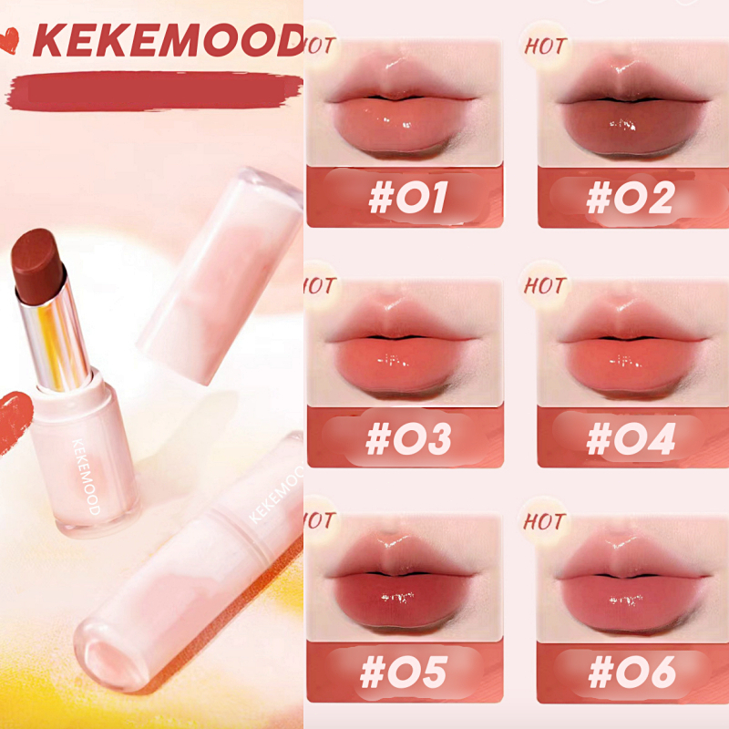 KEKEMOOD Watery Glossy Lipstick Mirror Lip Balm Untuk Bibir Kering Moisturizing Lipstick Glass-COD
