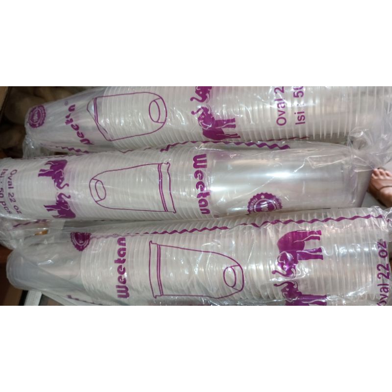Gelas Plastik Oval 22 oz / Cup Plastik Oval