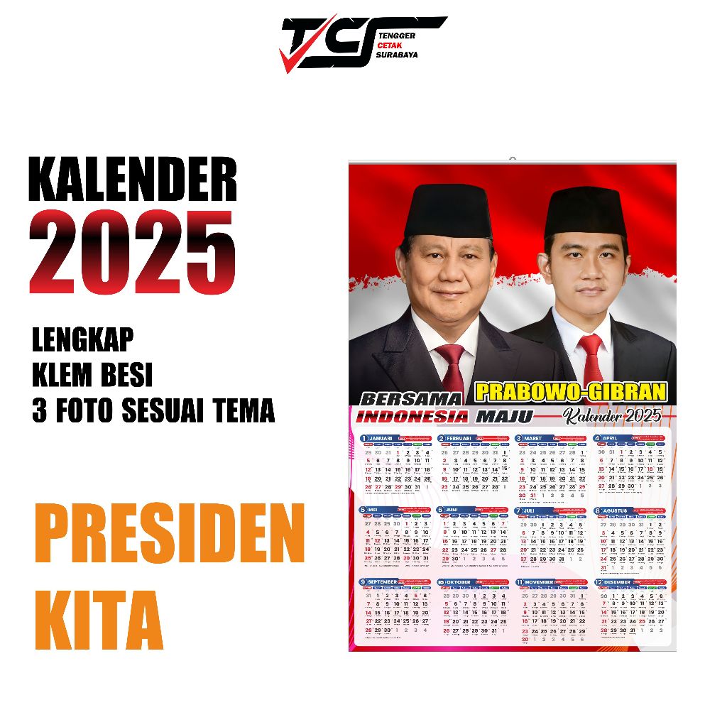 

KALENDER 2025 PRABOWO-GIBRAN / KALENDER DINDING 2025