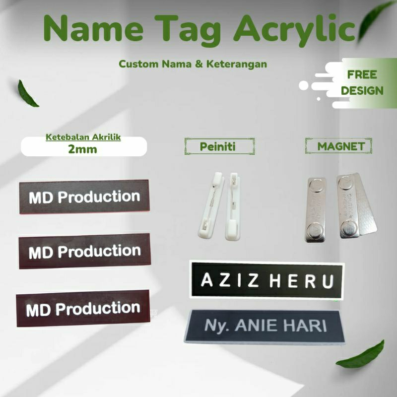 

NAMA DADA AKRILIK / NAME TAG MAGNET/PENITI / NAMA DADA GRAFIR