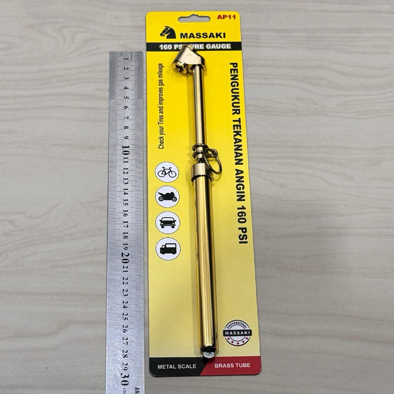 MASSAKI 160psi emas Ukur angin ukuran angin ban mobil / truk 160 psi masaki tire pressure gauge tire