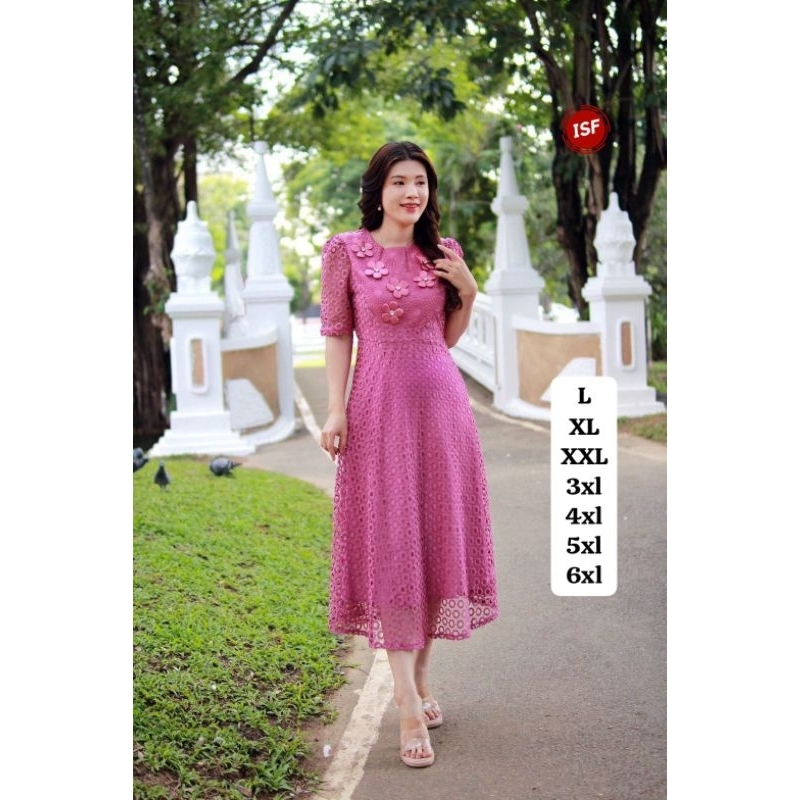 Dny Dress brokat import terbaru