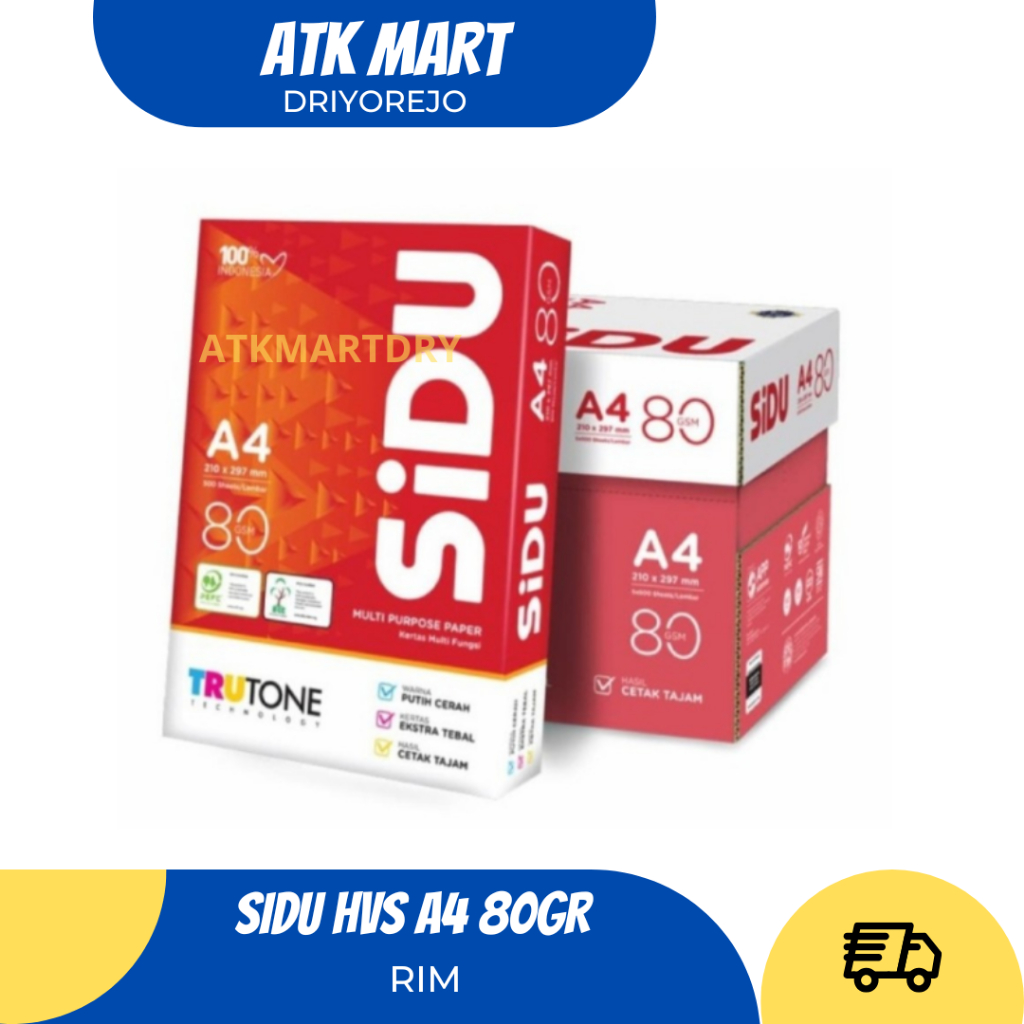 

KERTAS HVS 80 GSM A4 SIDU REFILL PRINTER PUTIH 500 LEMBAR TEBAL ANTI JAMUR