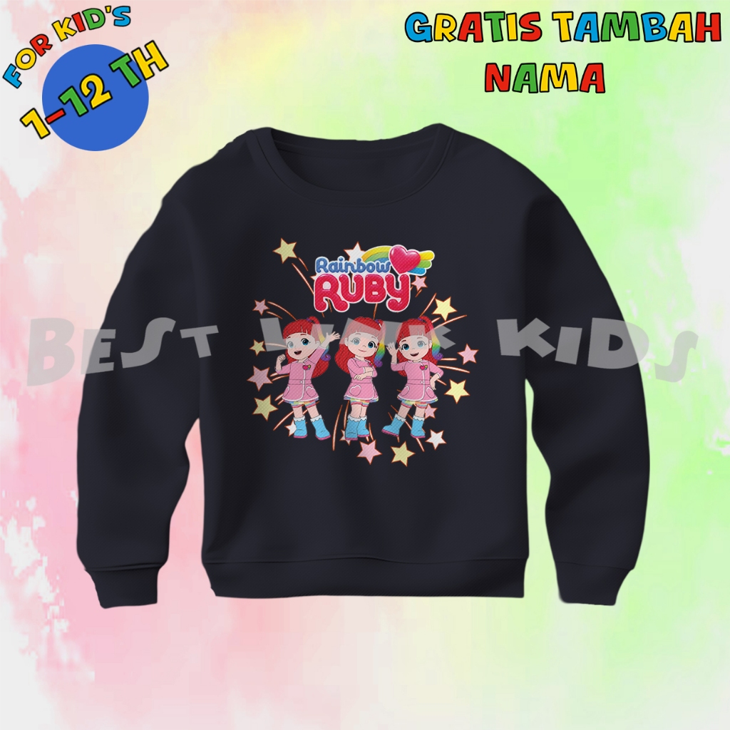 Sweater Anak Costum Rainbow Ruby Crewneck Anak Ruby Karakter