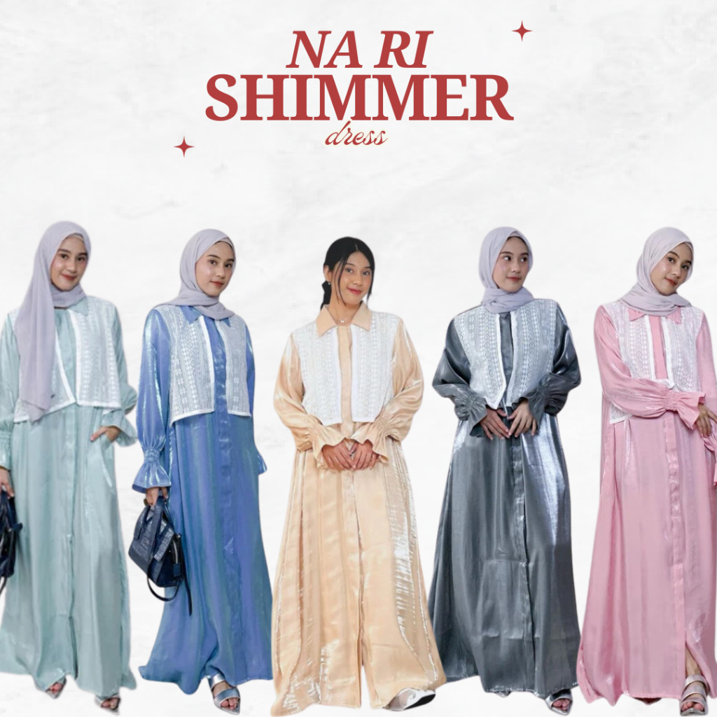 Kimirai - Na Ri Dress Shimmer Premium Dengan Layer Lace Putih