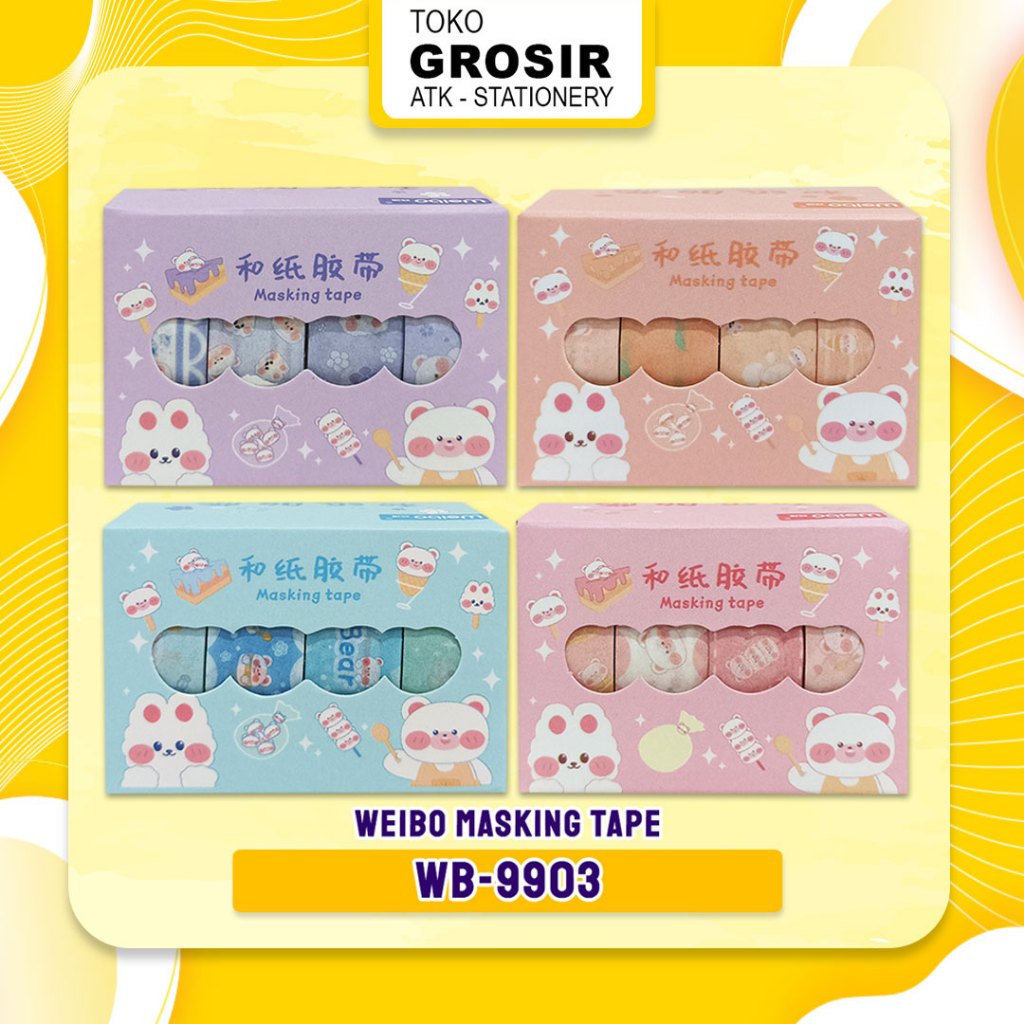 

Washi Tape Masking Tape LUCU WB-9903 / Little Bear Ukuran 15mmx2m WEIBO isi 4