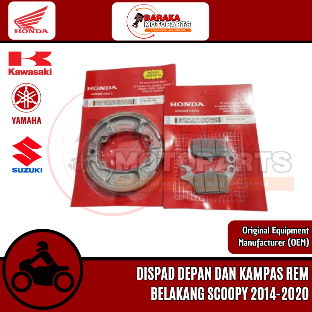 Paket Dispad Depan dan Kampas Rem Bekalang Tromol Scoopy 2014 - 2020 Original