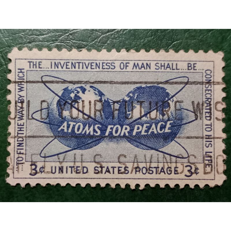 

Prangko USA 3 Cents Atom For Peace Tahun 1955 USED
