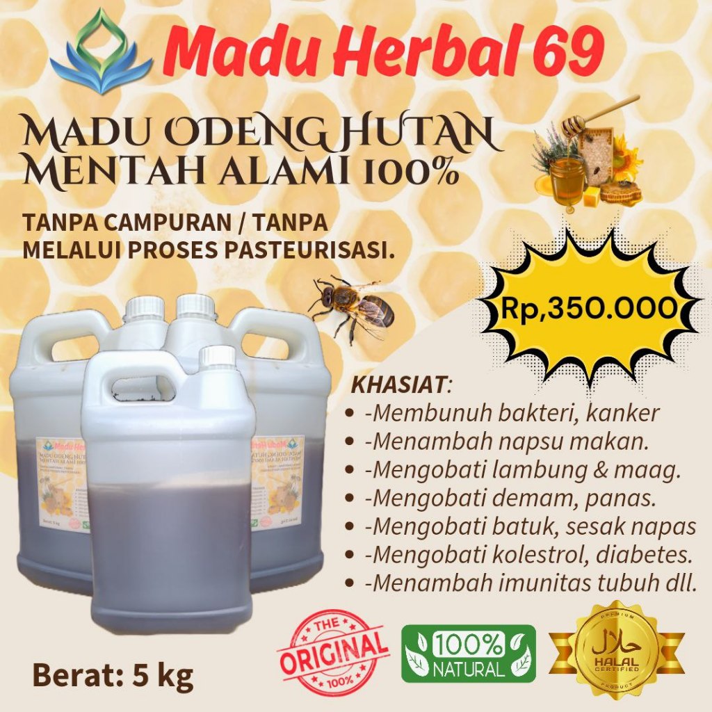 

PROMO: Madu Herbal69, Madu Asli Odeng Hutan Baduy 5kg, mengobati mag lambung dll