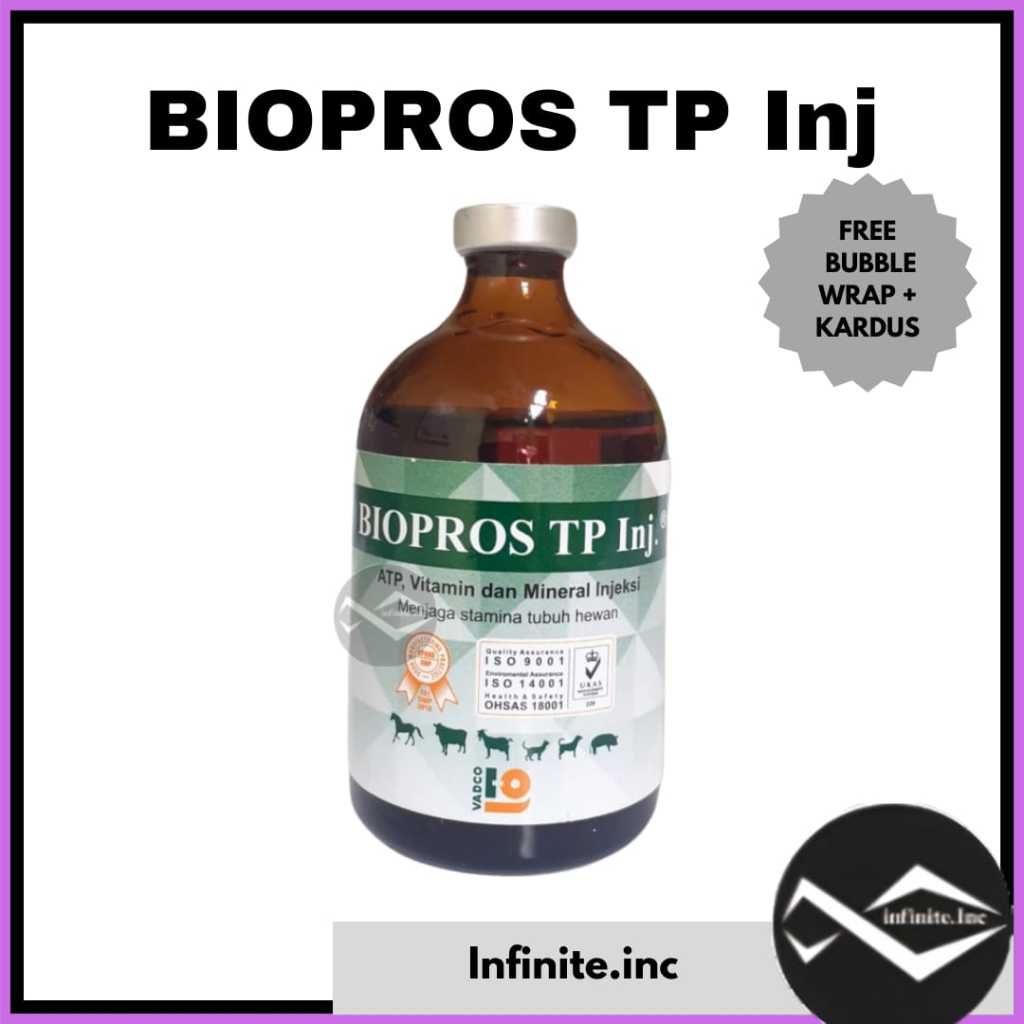 BIOPROS TP INJ. 100 ml - Vitamin Mineral ATP Stamina Sapi Kambing Kuda Kucing