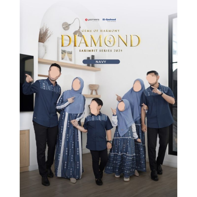Yasmeera | Sarimbit 2025 | Navy | DIAMOND sarimbit keluarga Couple Idul Fitri Idul Adha