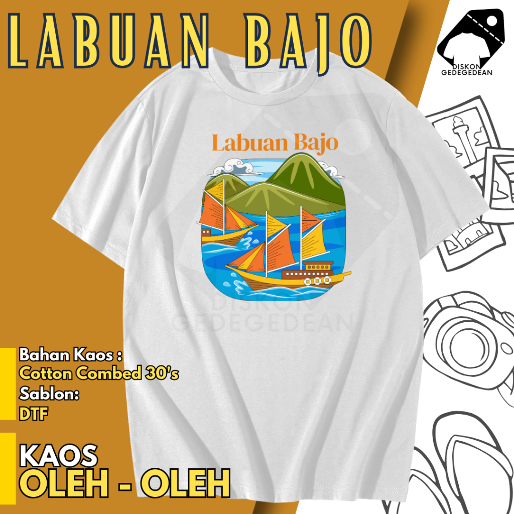 Diskongedegedean Kaos Souvenir Labuan Bajo Baju Tshirt Oleh Oleh Kota Indonesia Labuan Bajo Dewasa A