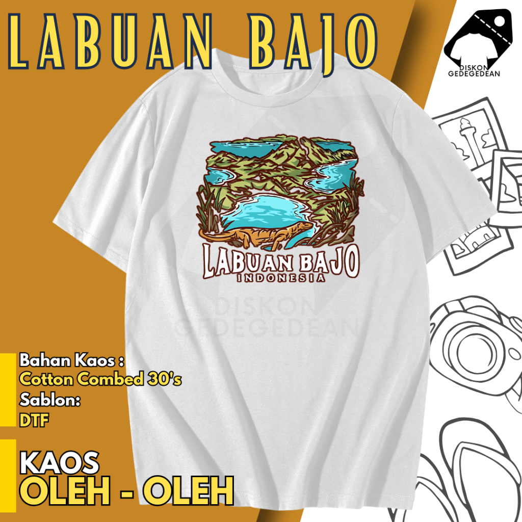 Diskongedegedean Kaos Souvenir Labuan Bajo Baju Tshirt Oleh Oleh Kota Indonesia Labuan Bajo Dewasa A