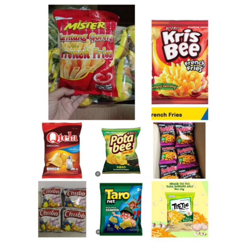 

1 RENCENG 2000 X 10PC FRENCHFRIES /KRISBEE/QTELA/POTABEE/TARO DAN SNACK RENCENG LAINNYA