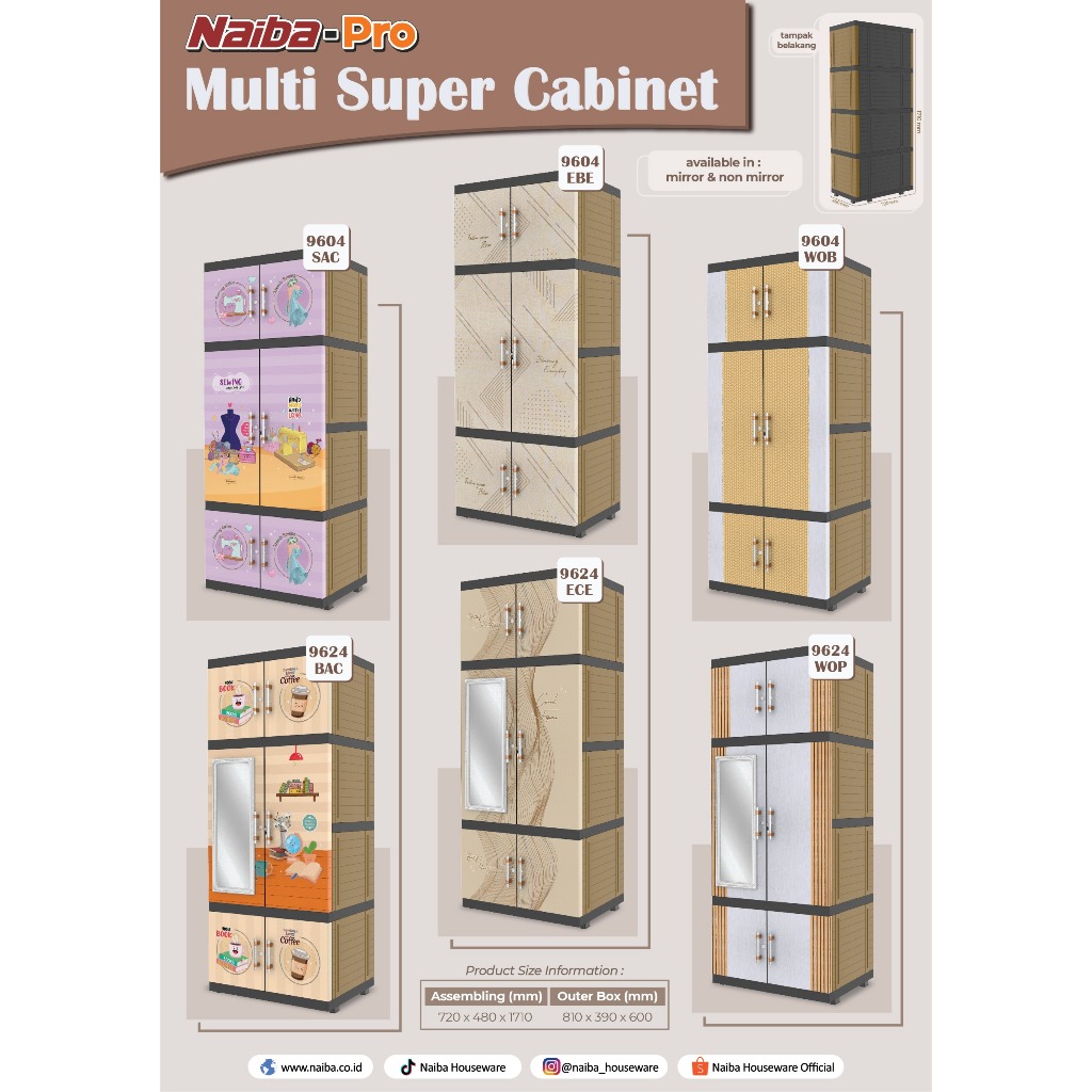 Lemari Plastik 4 Susun Naiba Lemari Baju Naiba Fit KHUSUS BOGOR KURIR INSTANT