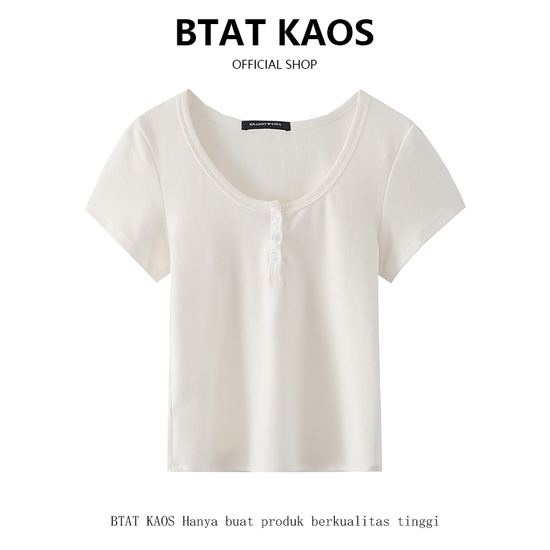 BTAT Atasan Ramping Kancing Depan Wanita Terbaru / Kaos Crop Polos Rib Korean Style