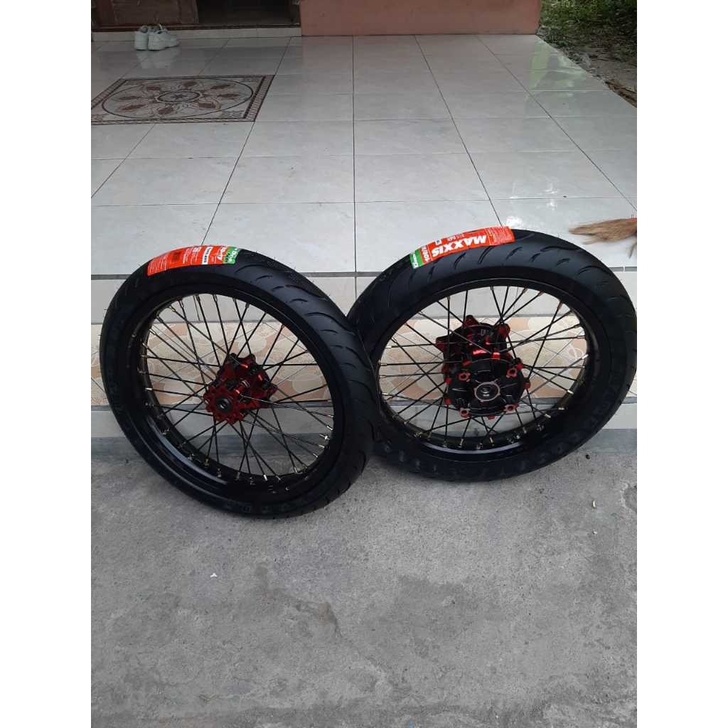 Roda Semi Cacing CRF 215/250 Ban Maxxis Baru Ring 17 Murah Wheelset CRF Ban Baru