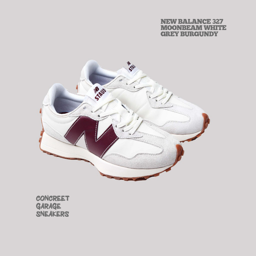 CONCREET - Sepatu New Balance 327 Moonbeam White Grey Burgundy - NB 327