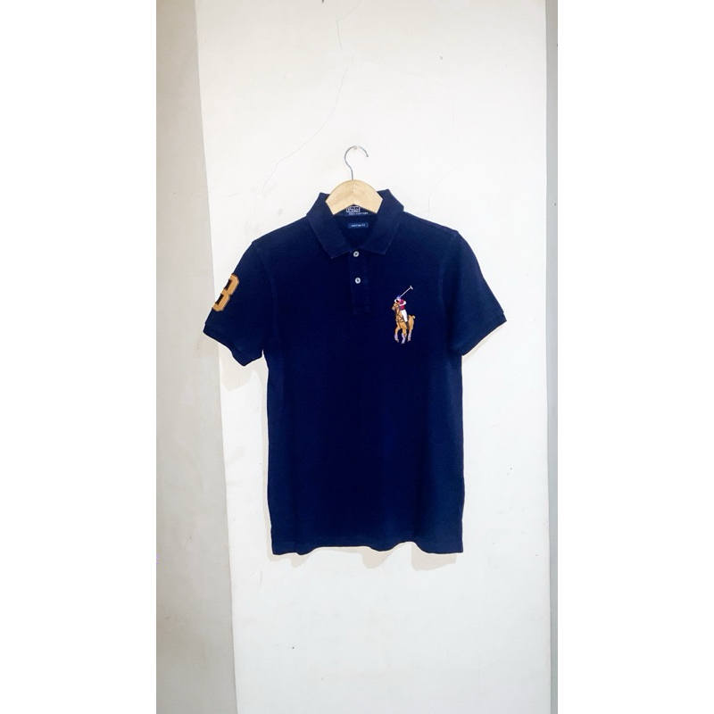 Kemeja Kerah Polo Shirt Ralph Lauren Navy Big Logo
