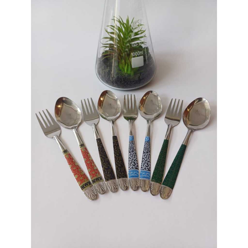 Sendok Batik / Sendok Garpu Batik / Sendok Garpu Satu Set Batik