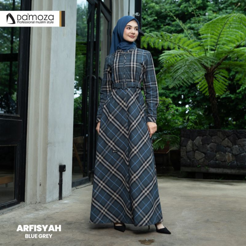 Arfisyah blue grey gamis dewasa