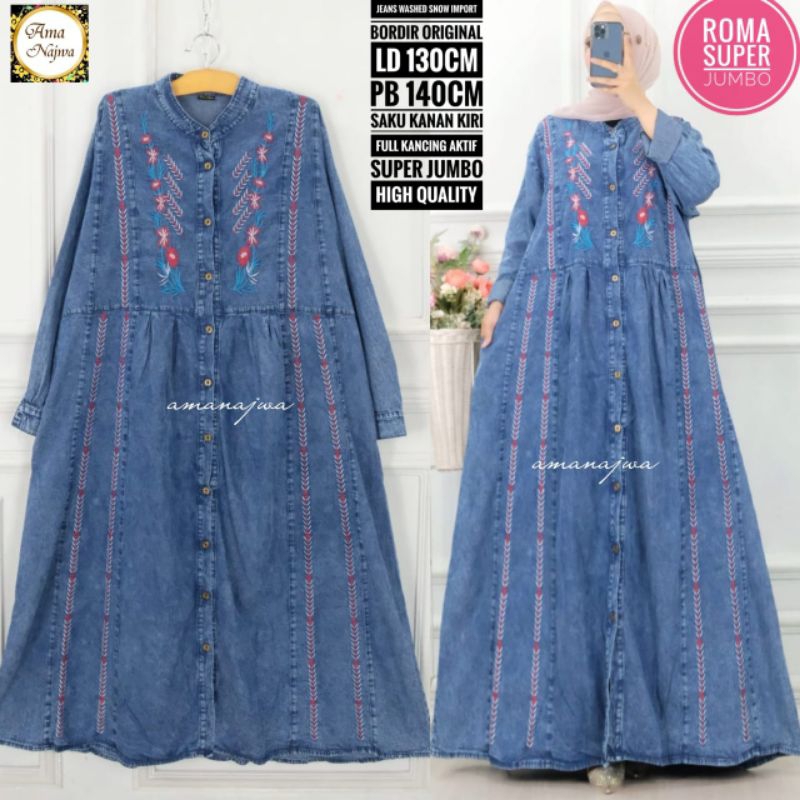 JUMBO LD 130 DAN LD 110 cm ROMA GAMIS WANITA JUMBO JEANS BY AMANAJWA