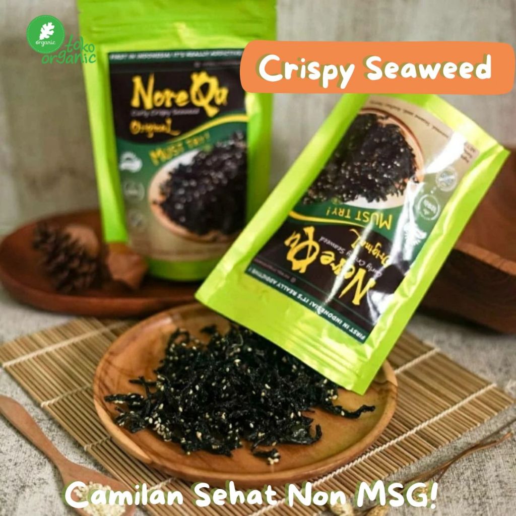 

NOREQU Crispy Seaweed Original, Rumput Laut Krispy Siap Makan, Camilan Sehat Non MSG - 40Gr