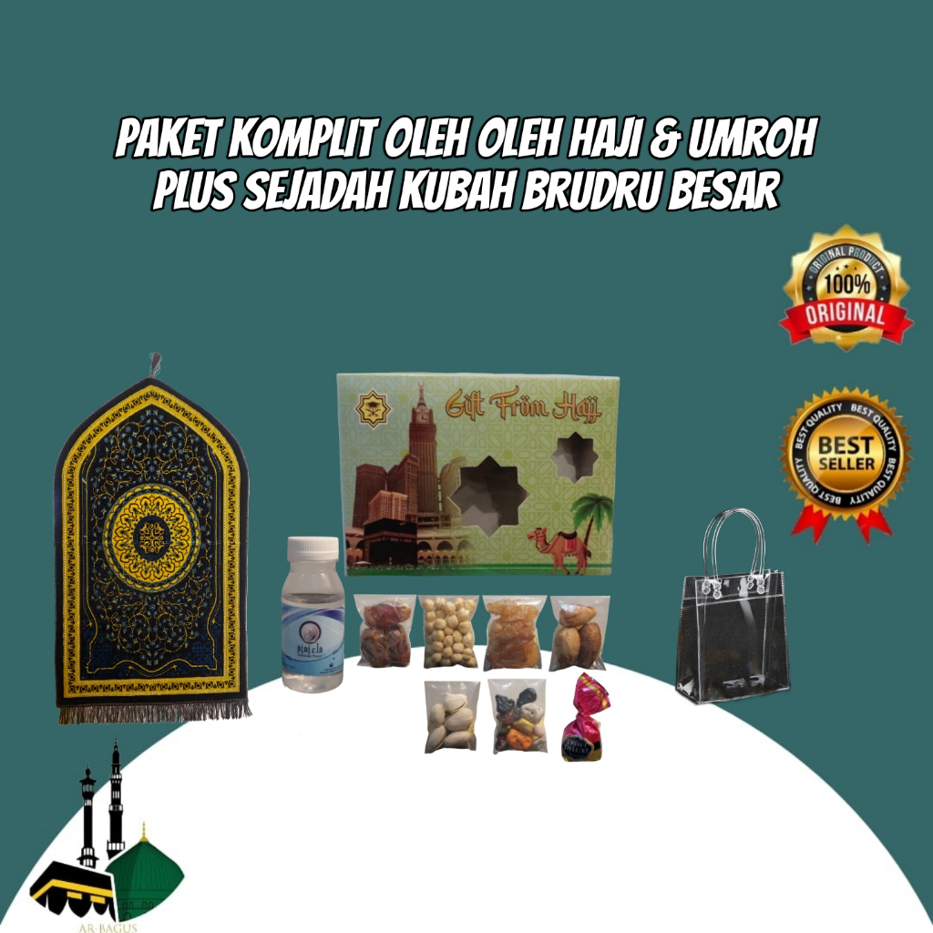 

Paket oleh oleh haji & umroh komplit plus sejadah kubah brudru besar