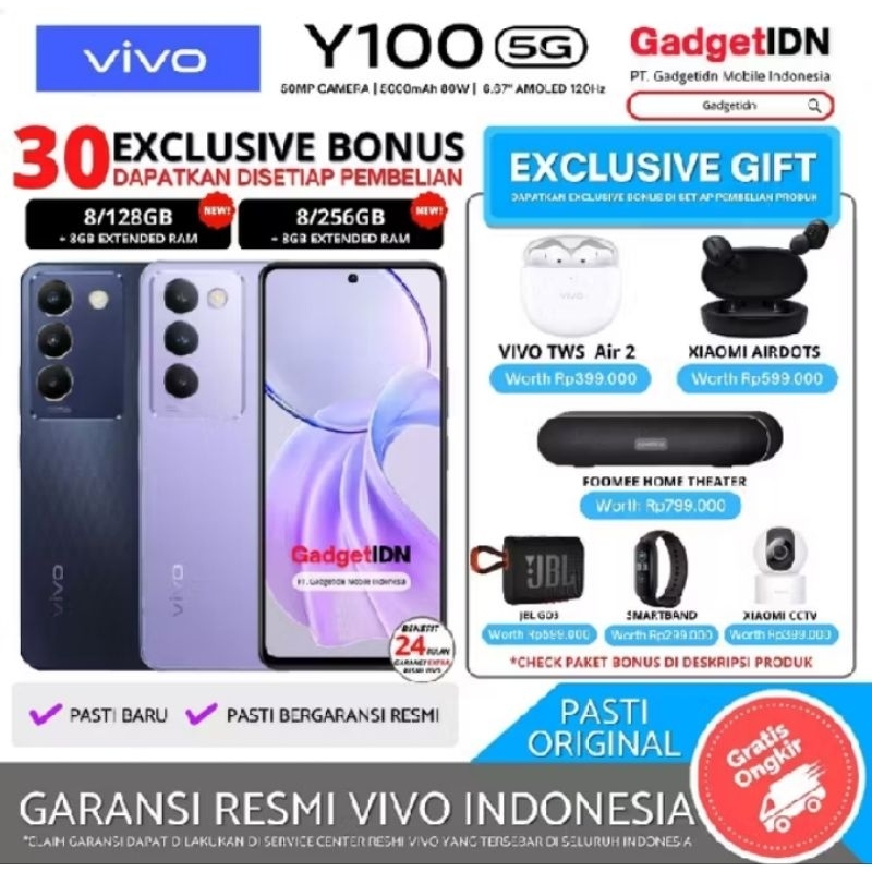 VIVO Y100 5G NFC 8/256GB 8/128GB ( +8GB Extended Ram