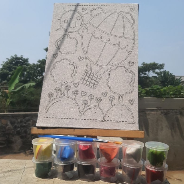

KODE A34R canvas melukis set mewarnai ukuran 2x3 sketsa balon udara paket komplek dan hemat