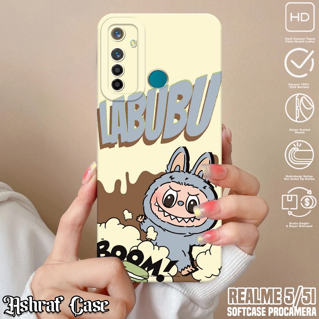 Case Realme 5 / Realme 5i - Casing Realme 5i / Realme 5 Motif labubu - Softcase Hp Realme 5i - Kondo